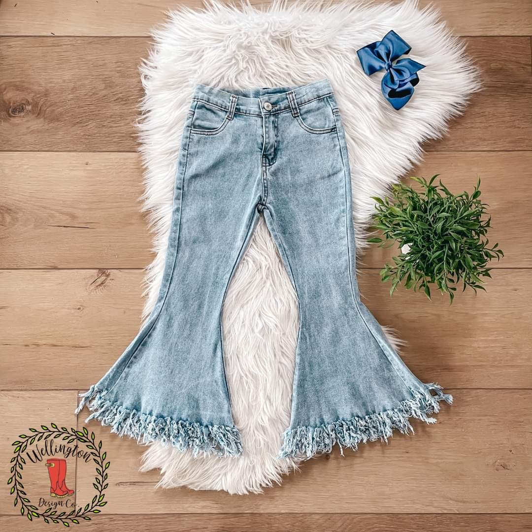 Denim Fringe Jeans