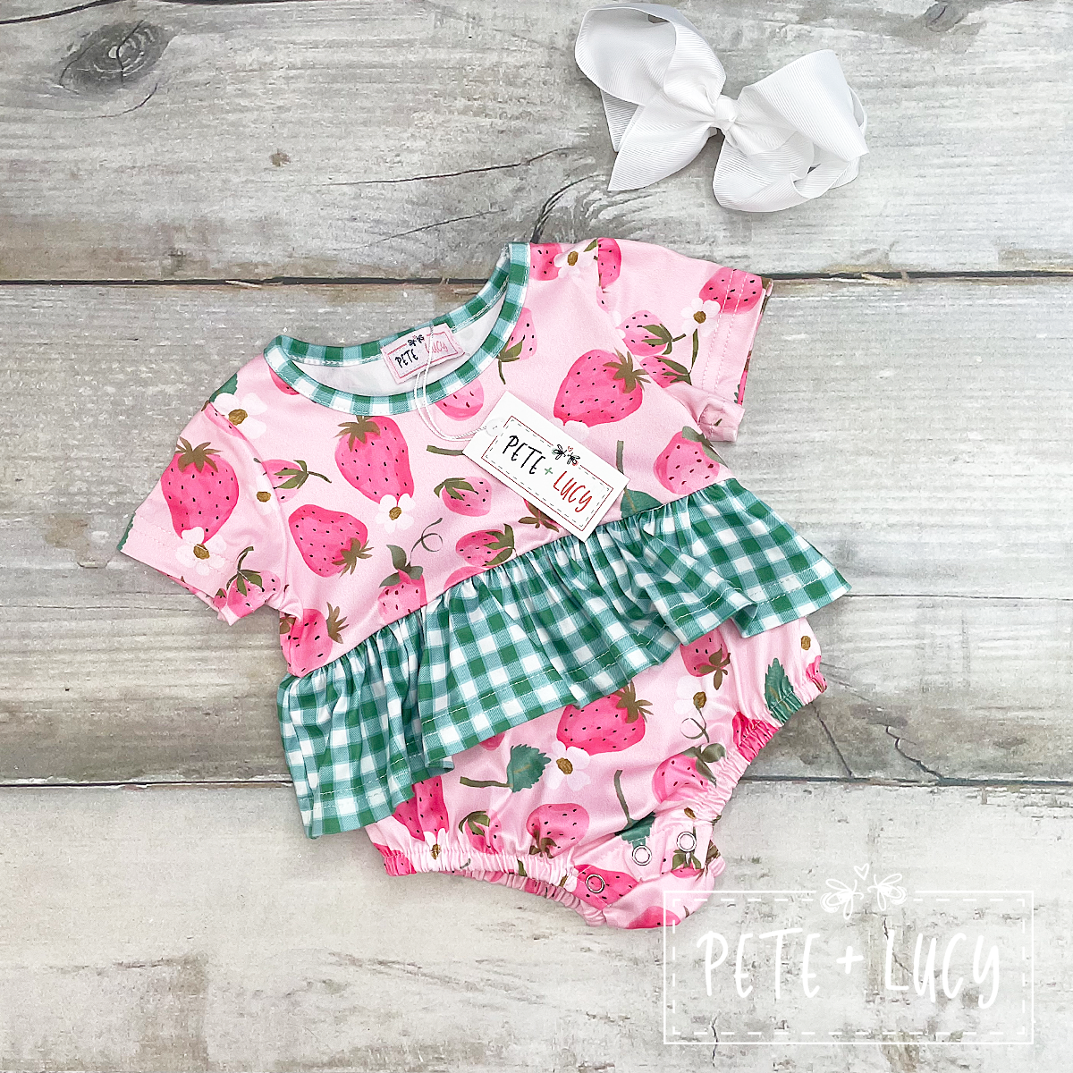 Strawberry picnic Romper