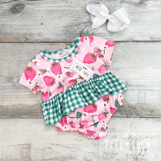 Strawberry picnic Romper