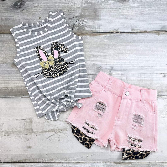 Wild Bunny Denim Short Set