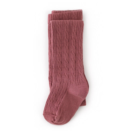 Mauve Rose Cable Knit Tights