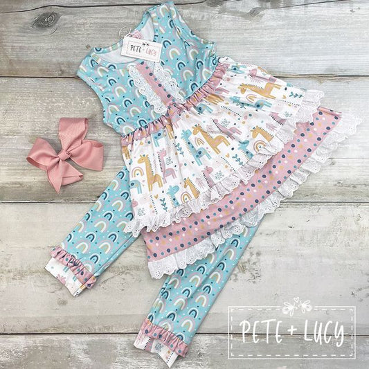 Giraffe and Rainbows Capri Set